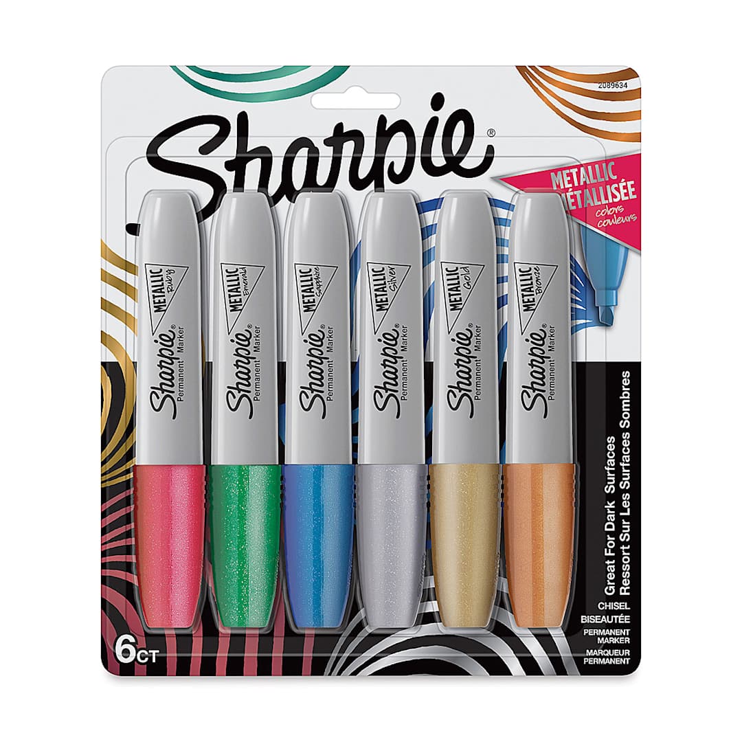 Open in modal - Sharpie Chisel Tip Markers - Set of 6, Metallic Colors (in package)