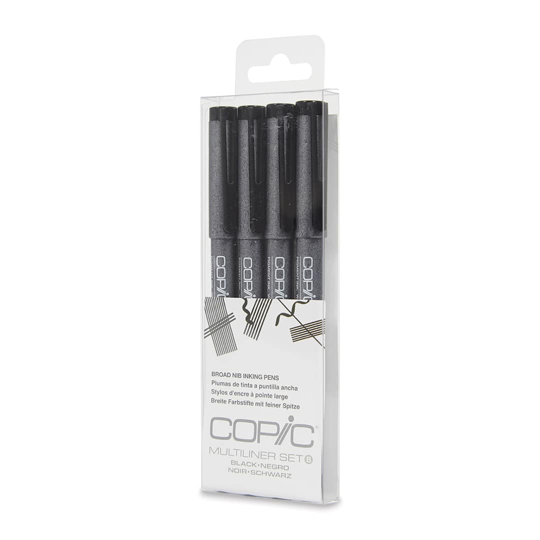 Open in modal - Copic Multiliner Pen - Black, Broad Nibs, Set of 4