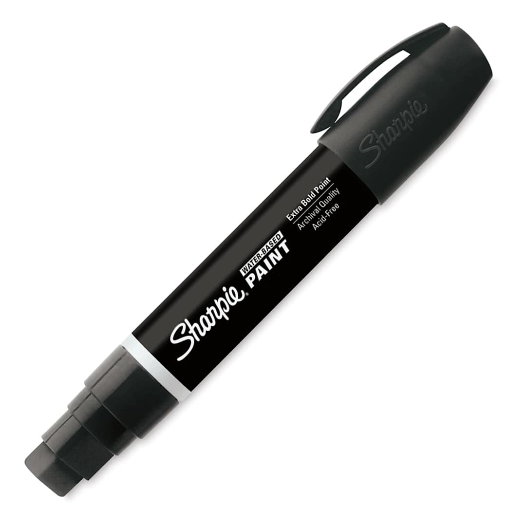 Open in modal - Sharpie Poster Paint Marker - Black, Extra Bold (with cap off)
