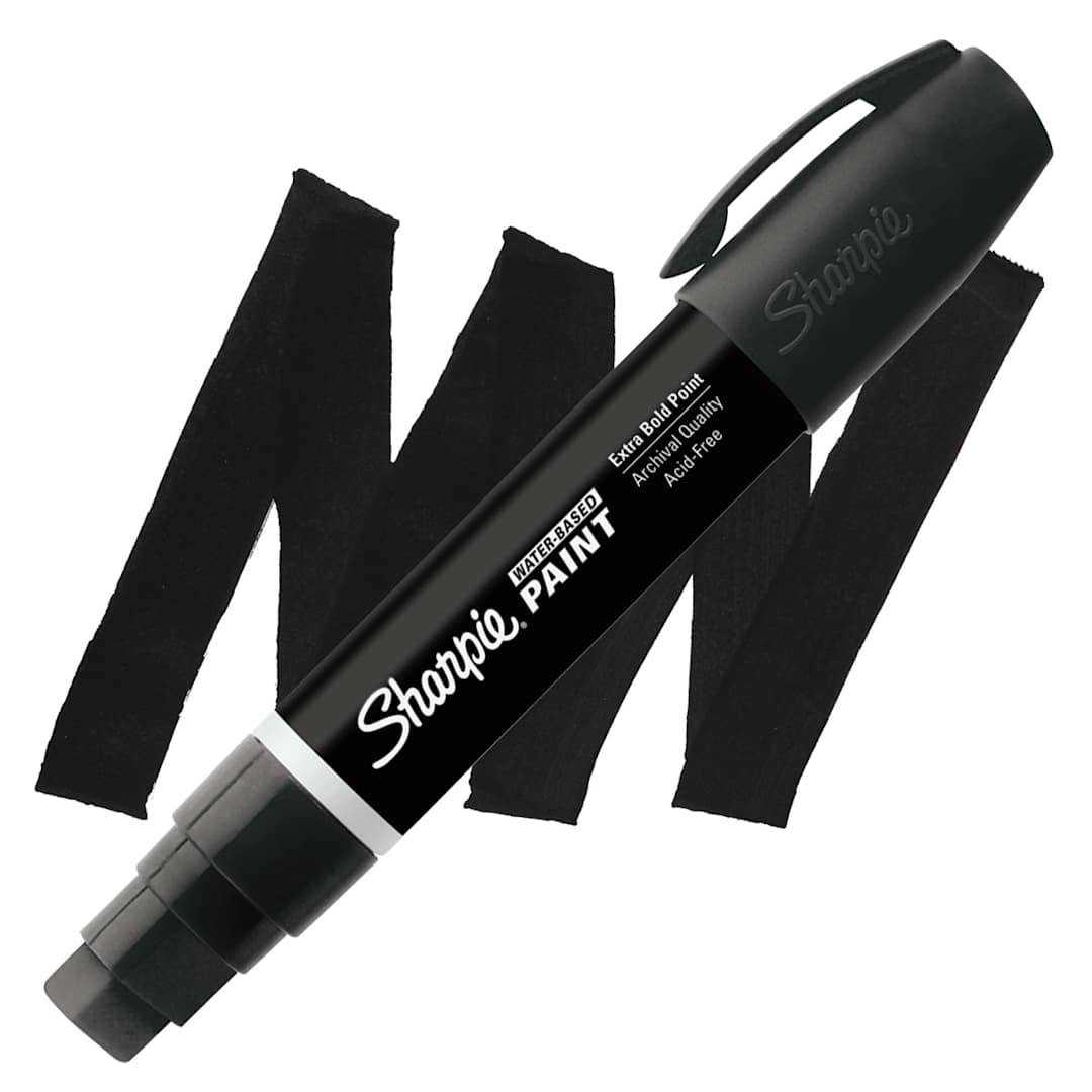Open in modal - Sharpie Poster Paint Marker - Black, Extra Bold marker and swatch