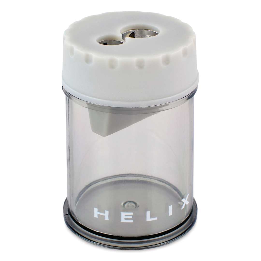 Open in modal - Helix Hand-Held Pencil Sharpener - Double Hole, shown on top of the Gray colored sharpener
