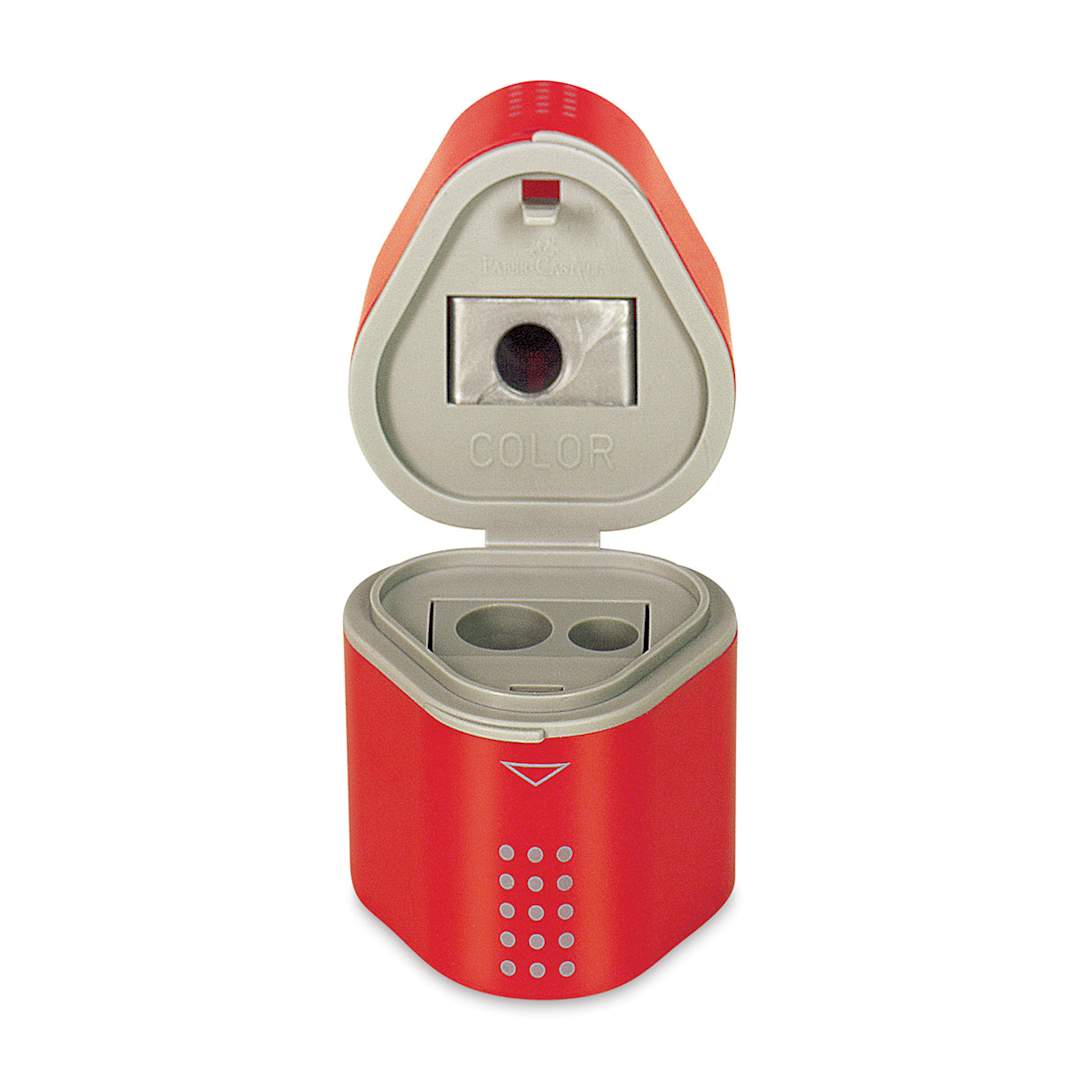 Open in modal - Faber-Castell Grip Trio Sharpener - Red color shown open