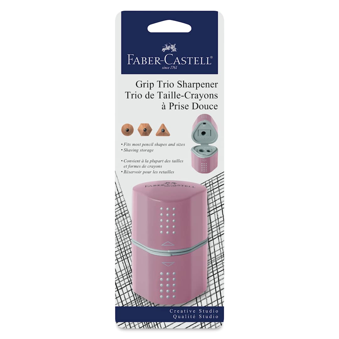 Open in modal - Faber-Castell Grip Trio Sharpener - 3 Hole, Rose Shadows in package