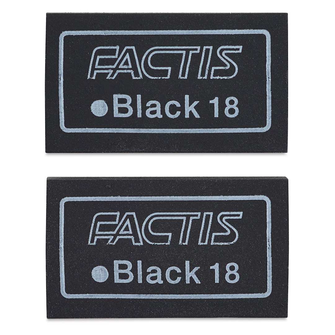Open in modal - General's Factis Magic Black Eraser - Top view of two erasers shown