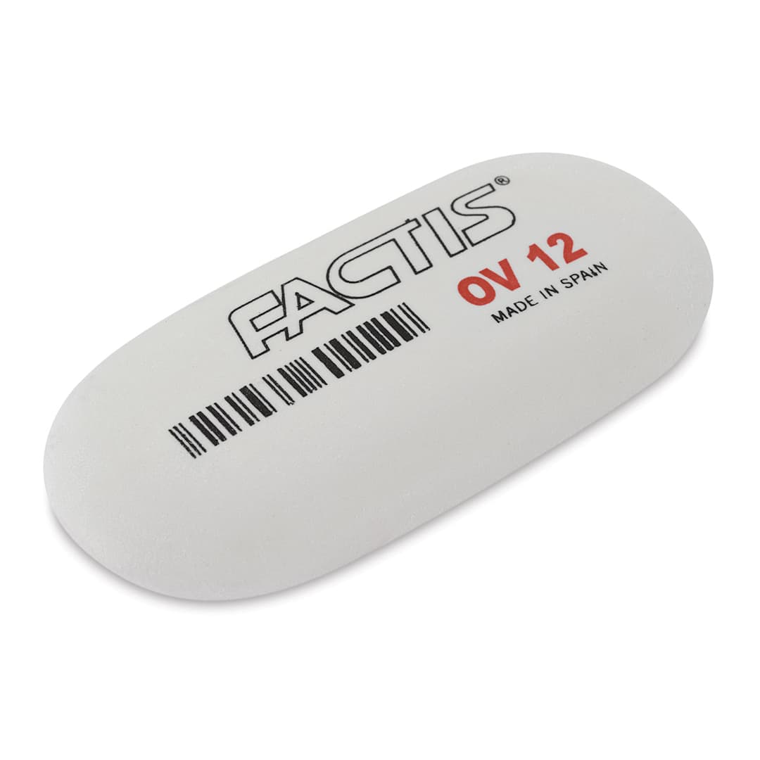 Open in modal - General’s Factis Soft Oval Soap Erasers - Left Angled view of regular size eraser
