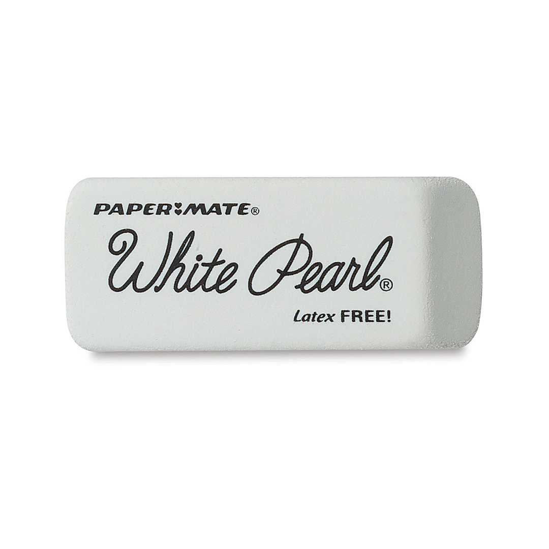Open in modal - Paper Mate White Pearl Eraser - Top view of single white eraser