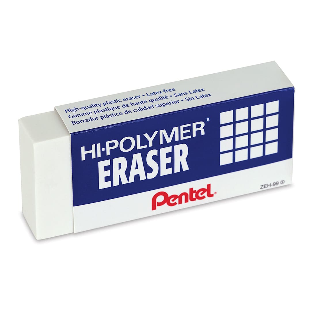 Open in modal - Pentel Hi-Polymer Erasers - Left Angled White Super XL size shown