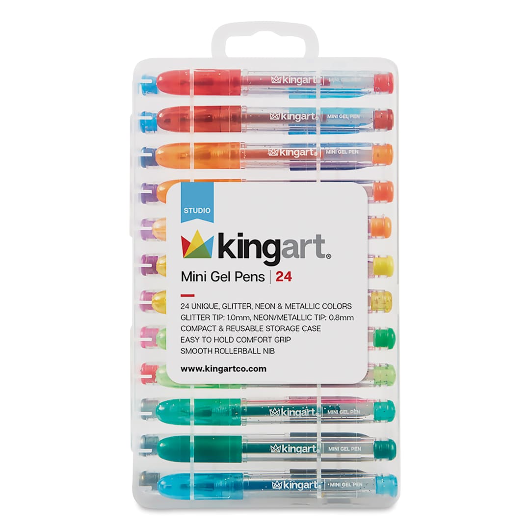 Open in modal - Kingart Mini Gel Pens - Set of 24, front of the packaging