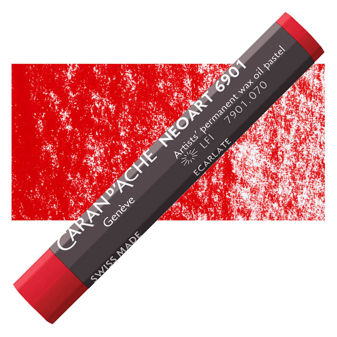Open in modal - Caran d’Ache Neoart 6901 Pastel - Scarlet, pastel and swatch