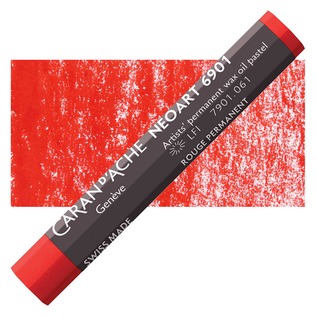 Open in modal - Caran d’Ache Neoart 6901 Pastel - Permanent Red, pastel and swatch