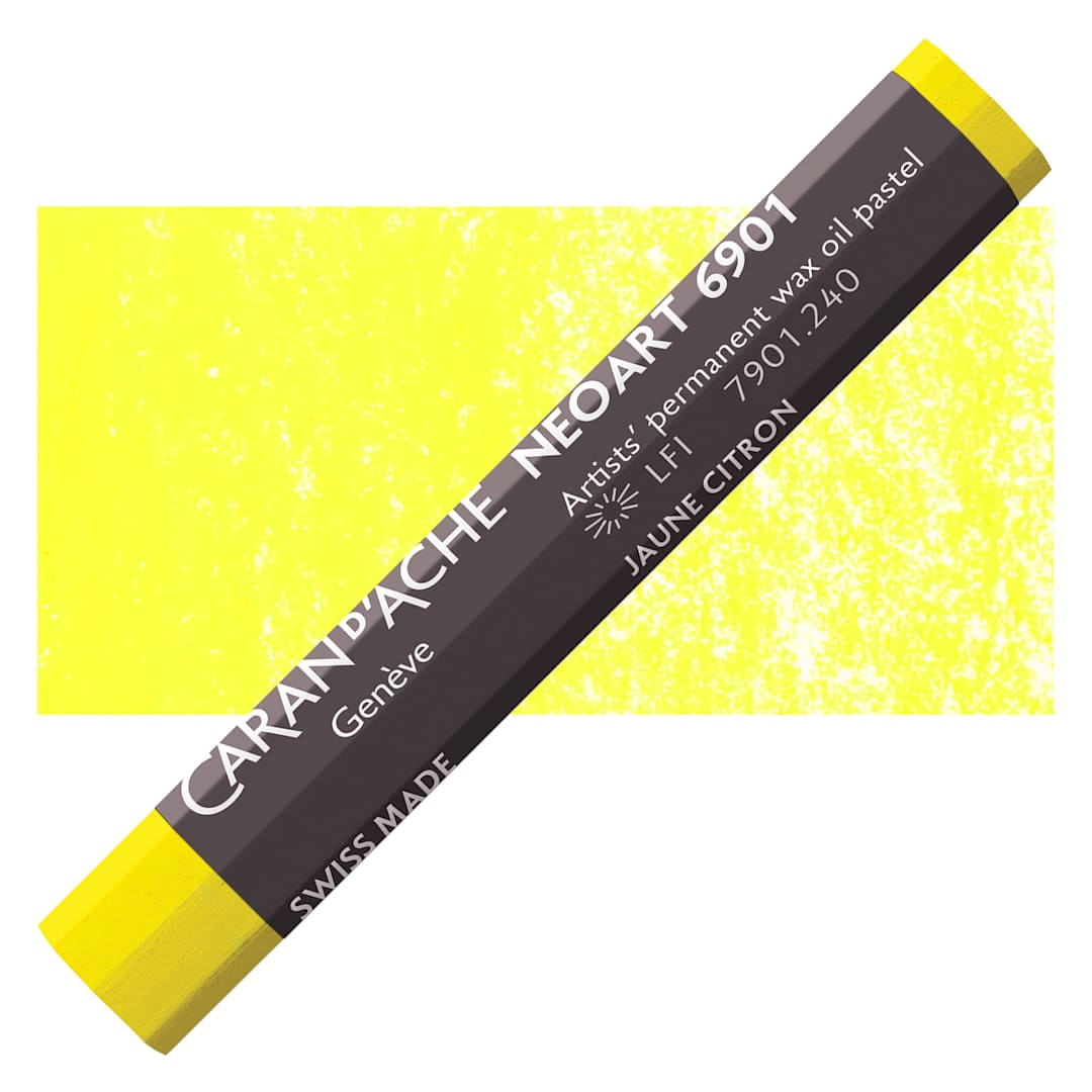 Open in modal - Caran d’Ache Neoart 6901 Pastel - Lemon Yellow, pastel and swatch