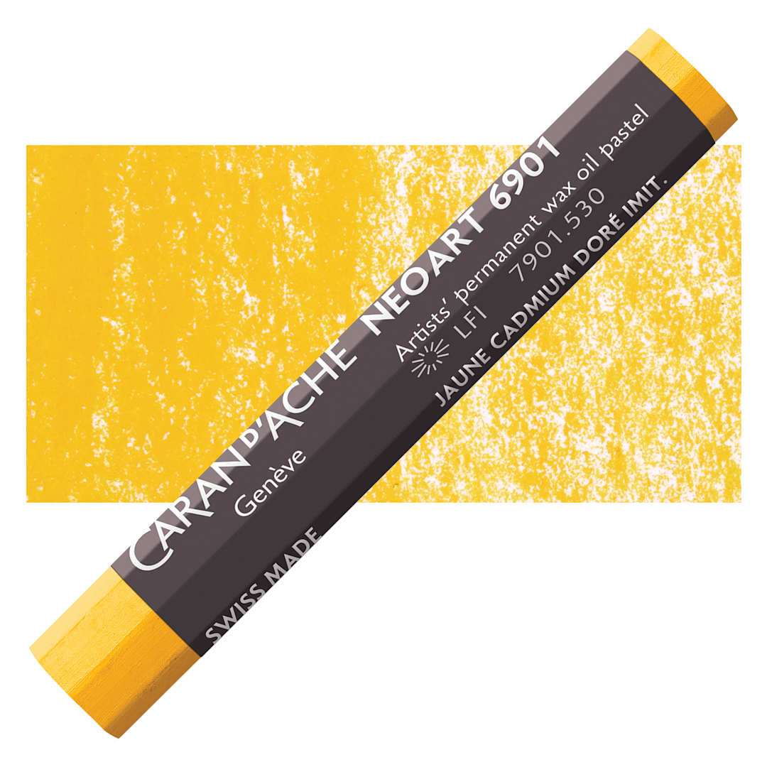 Open in modal - Caran d’Ache Neoart 6901 Pastel - Gold Cadmium Yellow, pastel and swatch