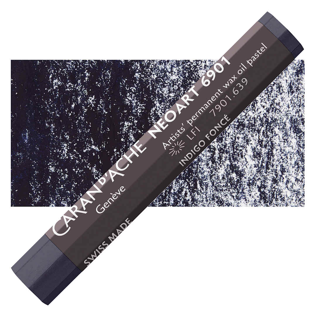 Open in modal - Caran d’Ache Neoart 6901 Pastel - Dark Indigo, pastel and swatch