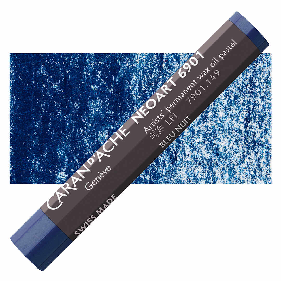 Open in modal - Caran d’Ache Neoart 6901 Pastel - Night Blue, pastel and swatch