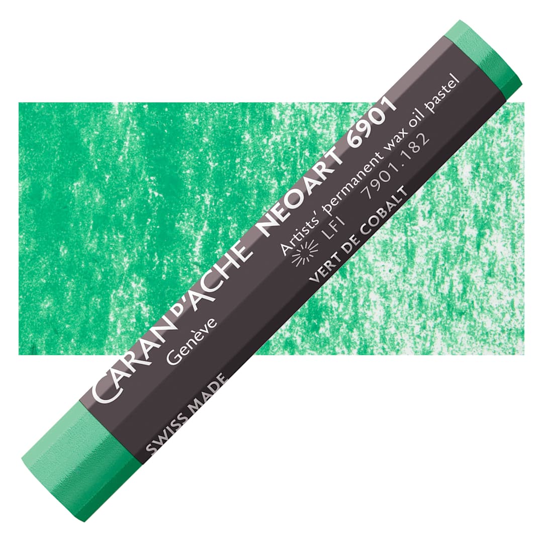 Open in modal - Caran d’Ache Neoart 6901 Pastel - Cobalt Green, pastel and swatch