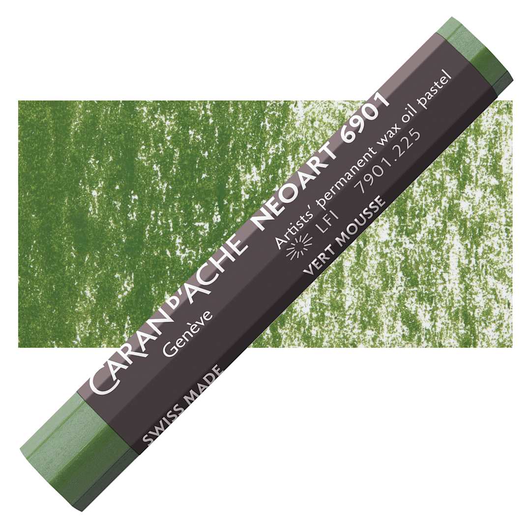 Open in modal - Caran d’Ache Neoart 6901 Pastel - Moss Green, pastel and swatch
