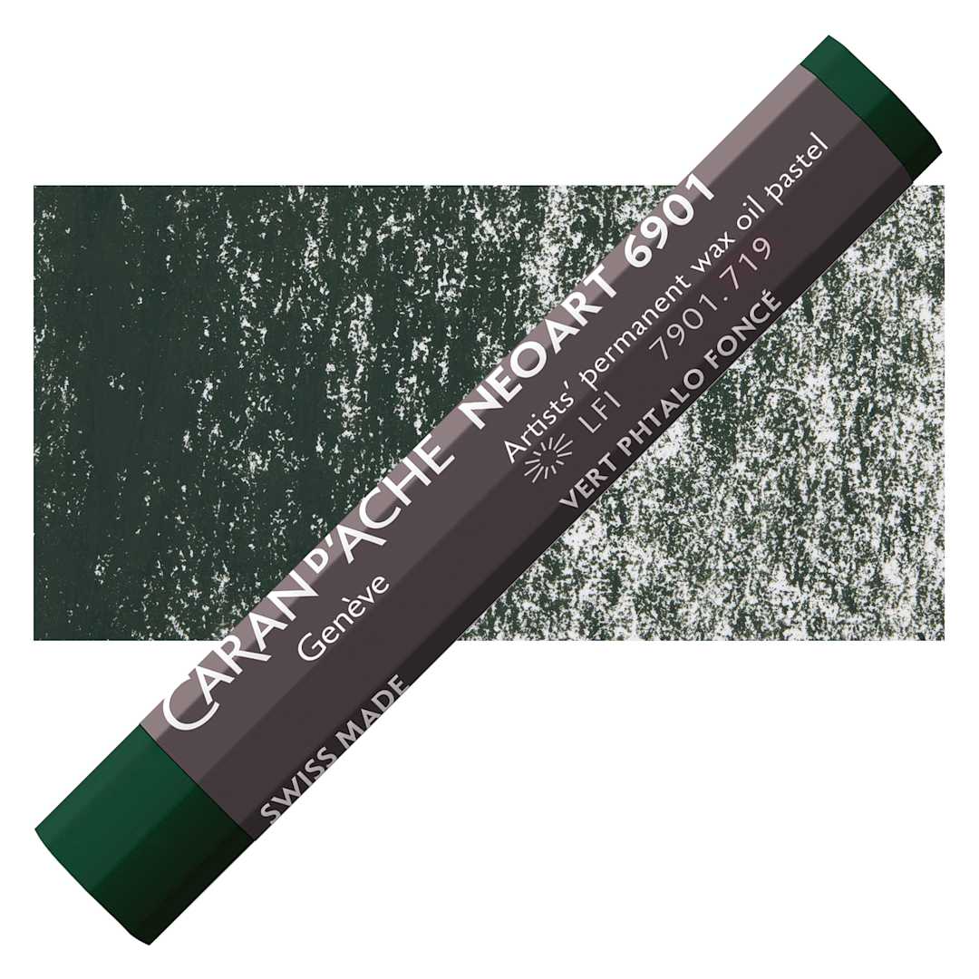 Open in modal - Caran d’Ache Neoart 6901 Pastel - Dark Phthalocyanine Green, pastel and swatch