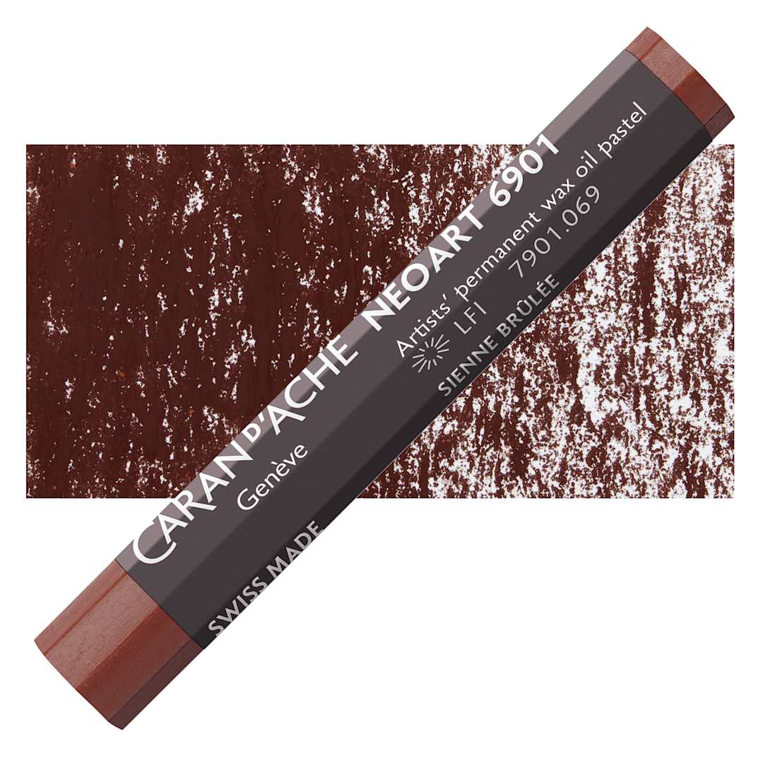 Open in modal - Caran d’Ache Neoart 6901 Pastel - Burnt Sienna, pastel and swatch