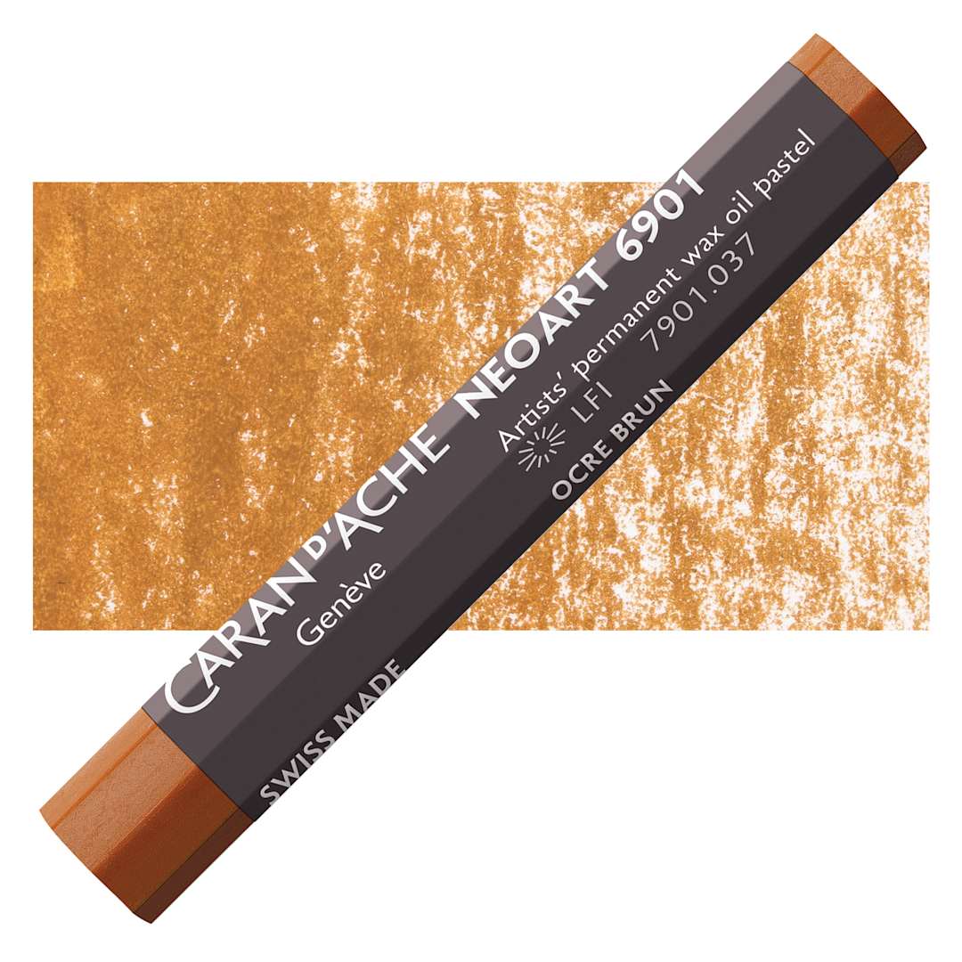 Open in modal - Caran d’Ache Neoart 6901 Pastel - Brown Ochre, pastel and swatch