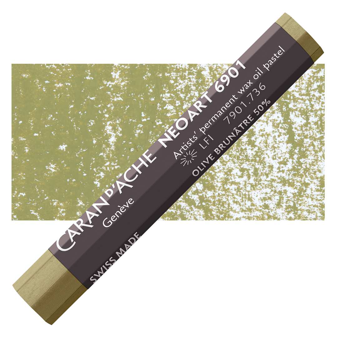 Open in modal - Caran d’Ache Neoart 6901 Pastel - Brown Olive 50%, pastel and swatch