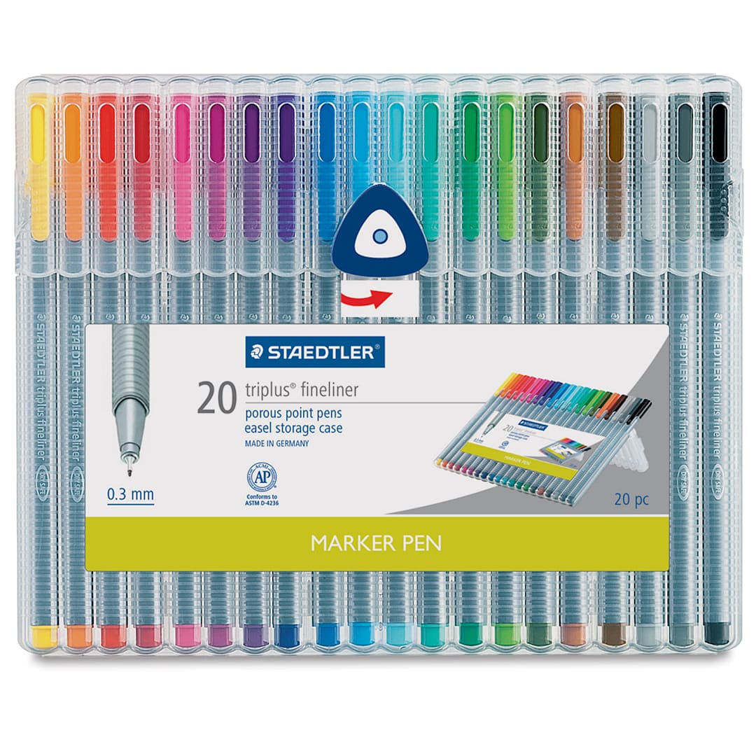 Open in modal - Triplus Fineliner Pens-Assorted, Set of 20  Outside of Package