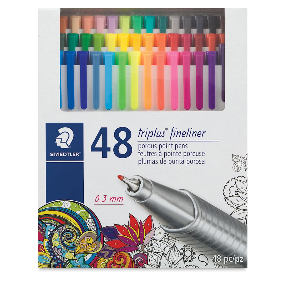 Open in modal - Triplus Fineliner Pens-Assorted, Set of 48 Outside of Package