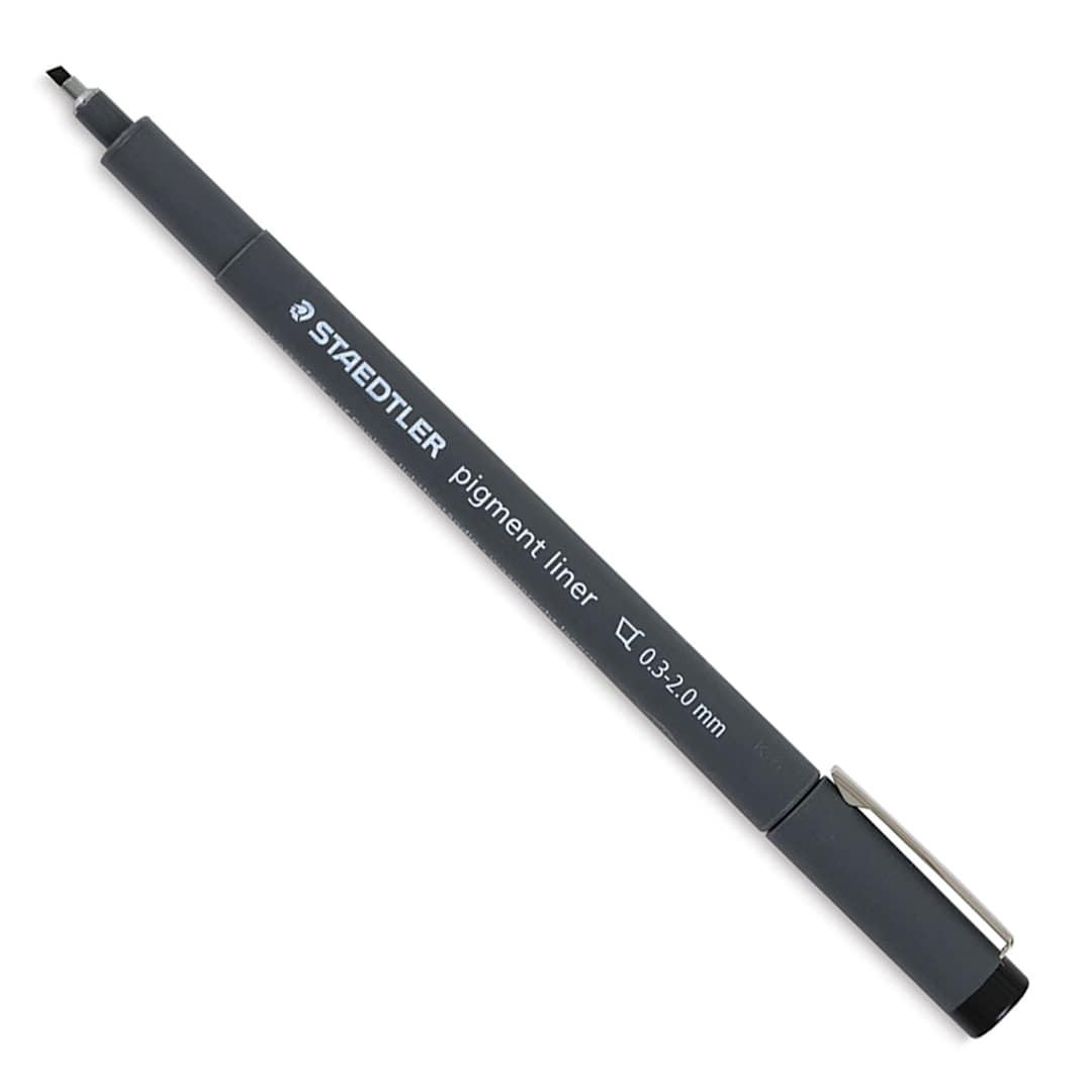 Open in modal - Staedtler Pigment Liner Pen - Black, Calligraphy Tip, 2 mm