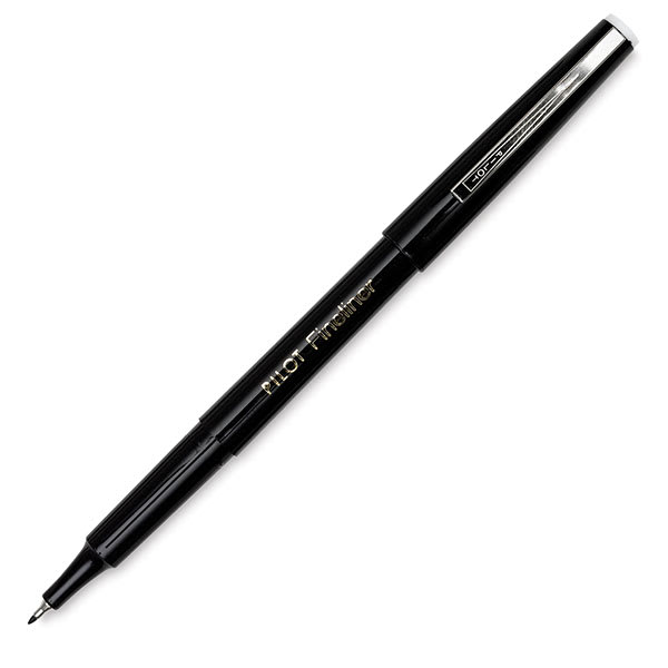 Open in modal - Pilot Fineliner Pens - Angled black Fineliner Pen shown uncapped