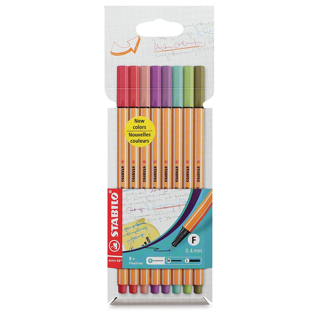 Open in modal - Stabilo Point 88 Fineliner Pens - Muted Colors, Wallet, Set of 8