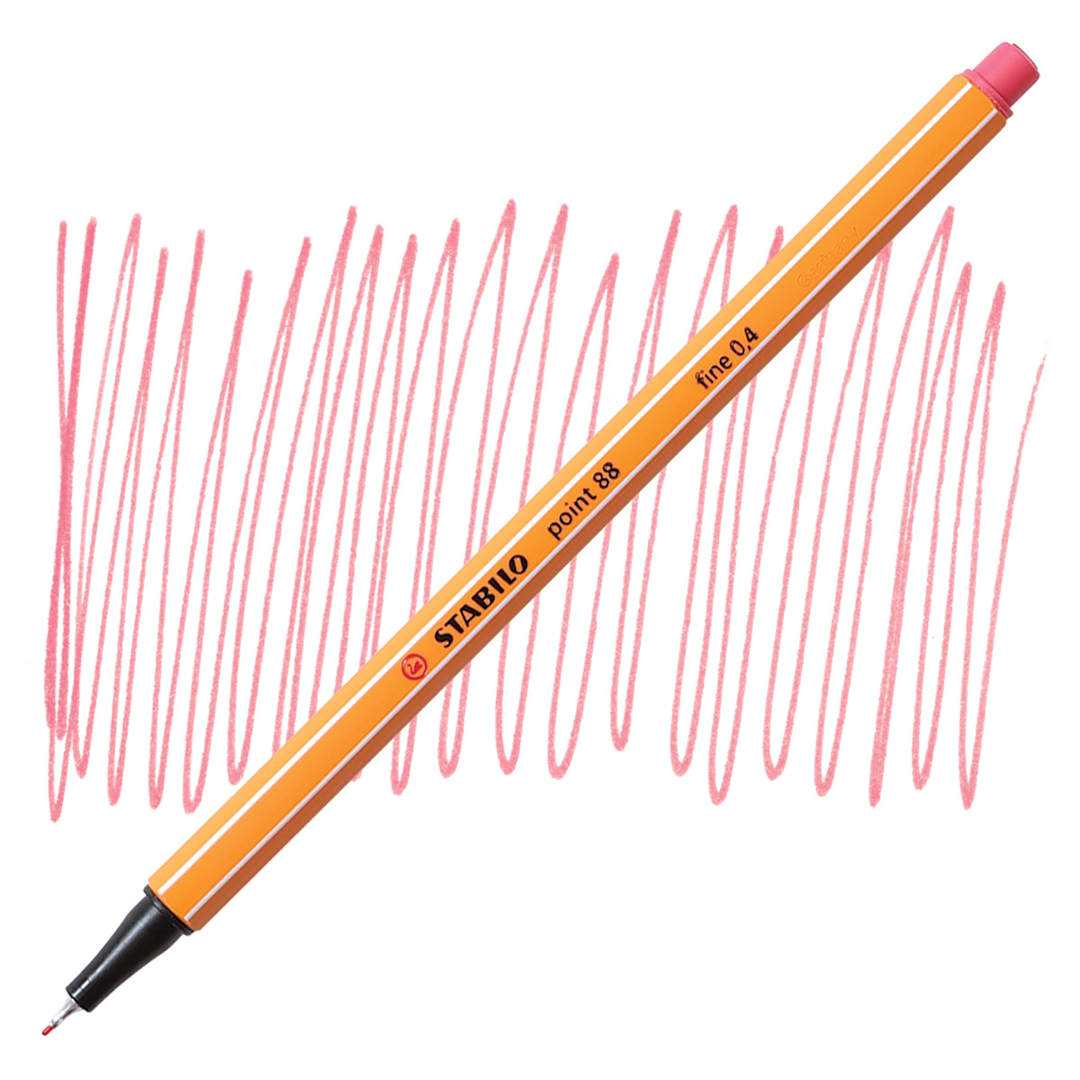 Open in modal - Stabilo Point 88 Fineliner Pen - Strawberry Red pen and swatch