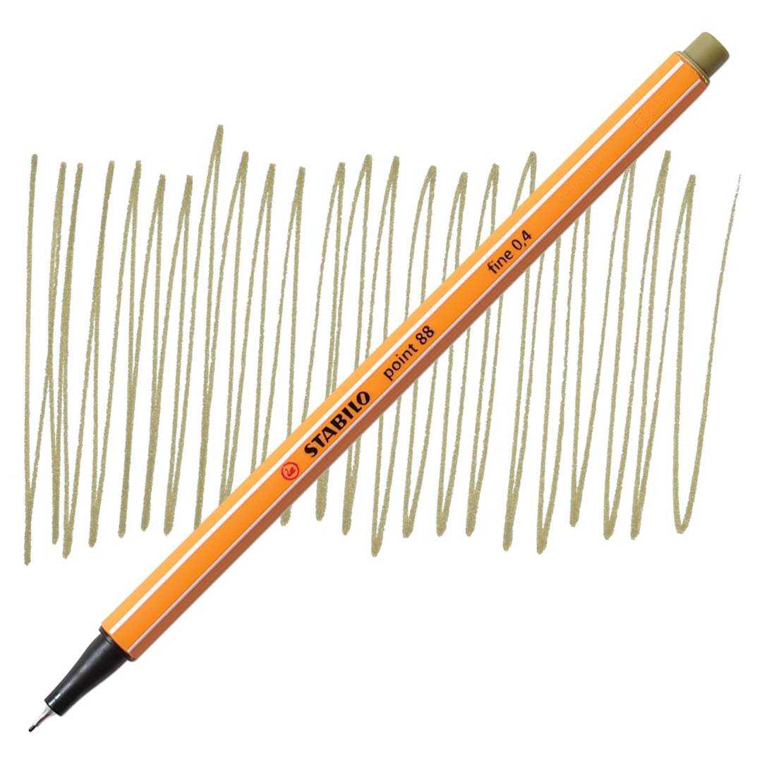 Open in modal - Stabilo Point 88 Fineliner Pen - Mud Green pen and swatch
