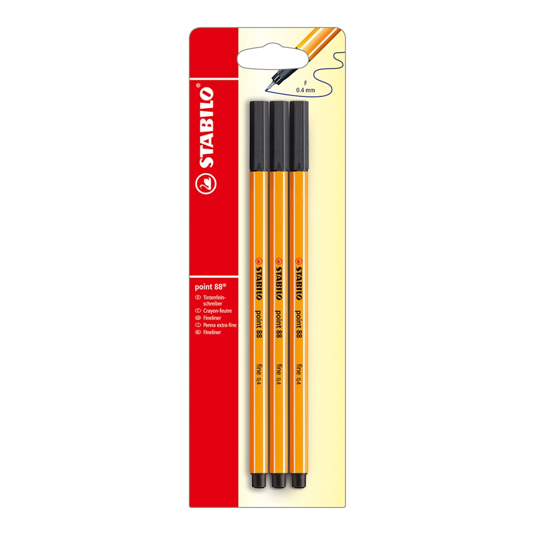Open in modal - Stabilo Point 88 Fineliner Pens - Pkg of 3, Black