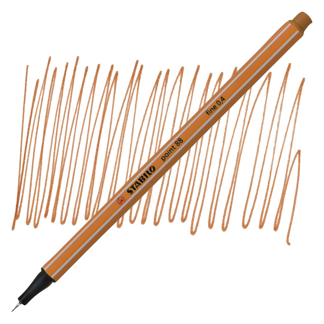 Open in modal - Stabilo Point 88 Fineliner Pen - Dark Ochre pen and swatch