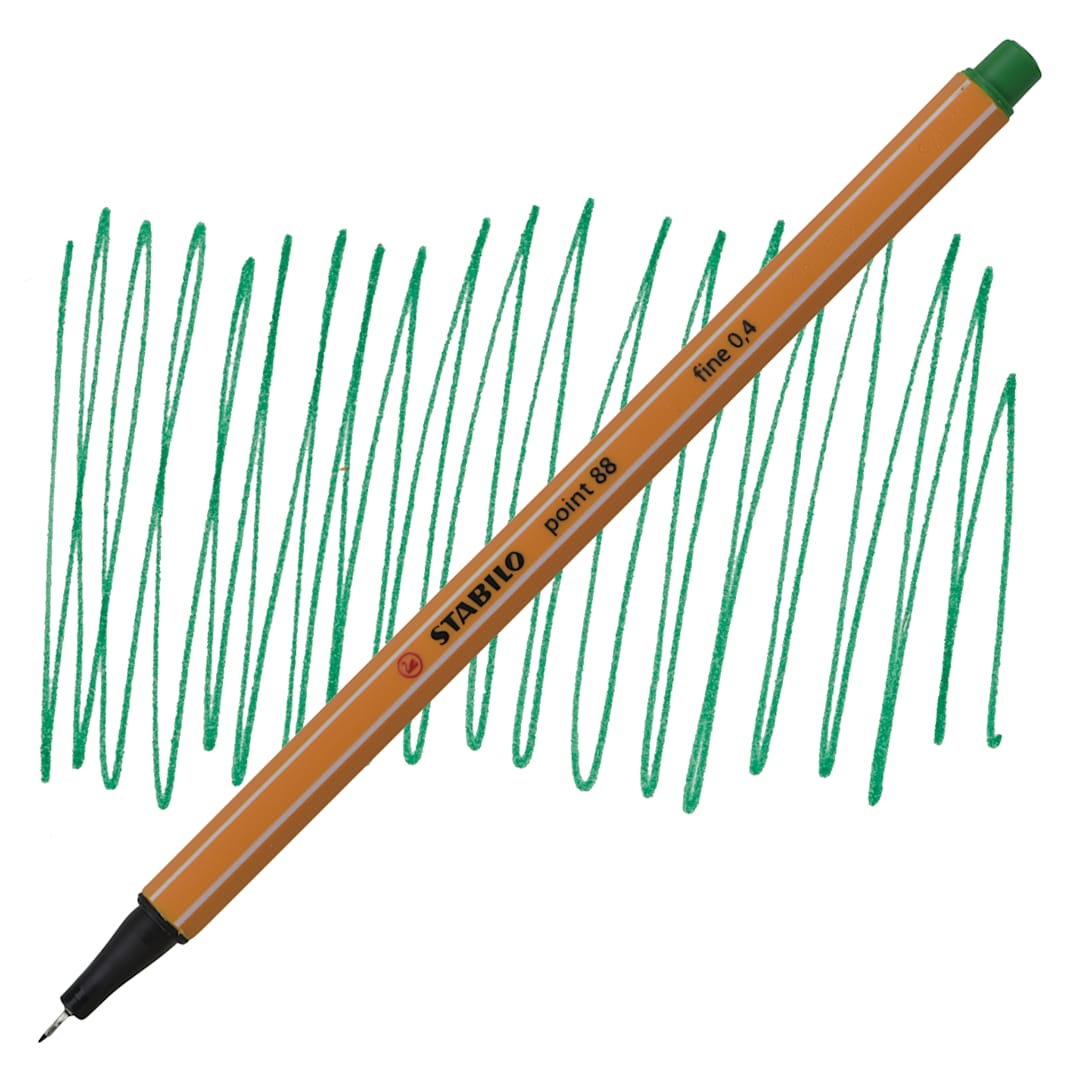 Open in modal - Stabilo Point 88 Fineliner Pen - Green pen and swatch