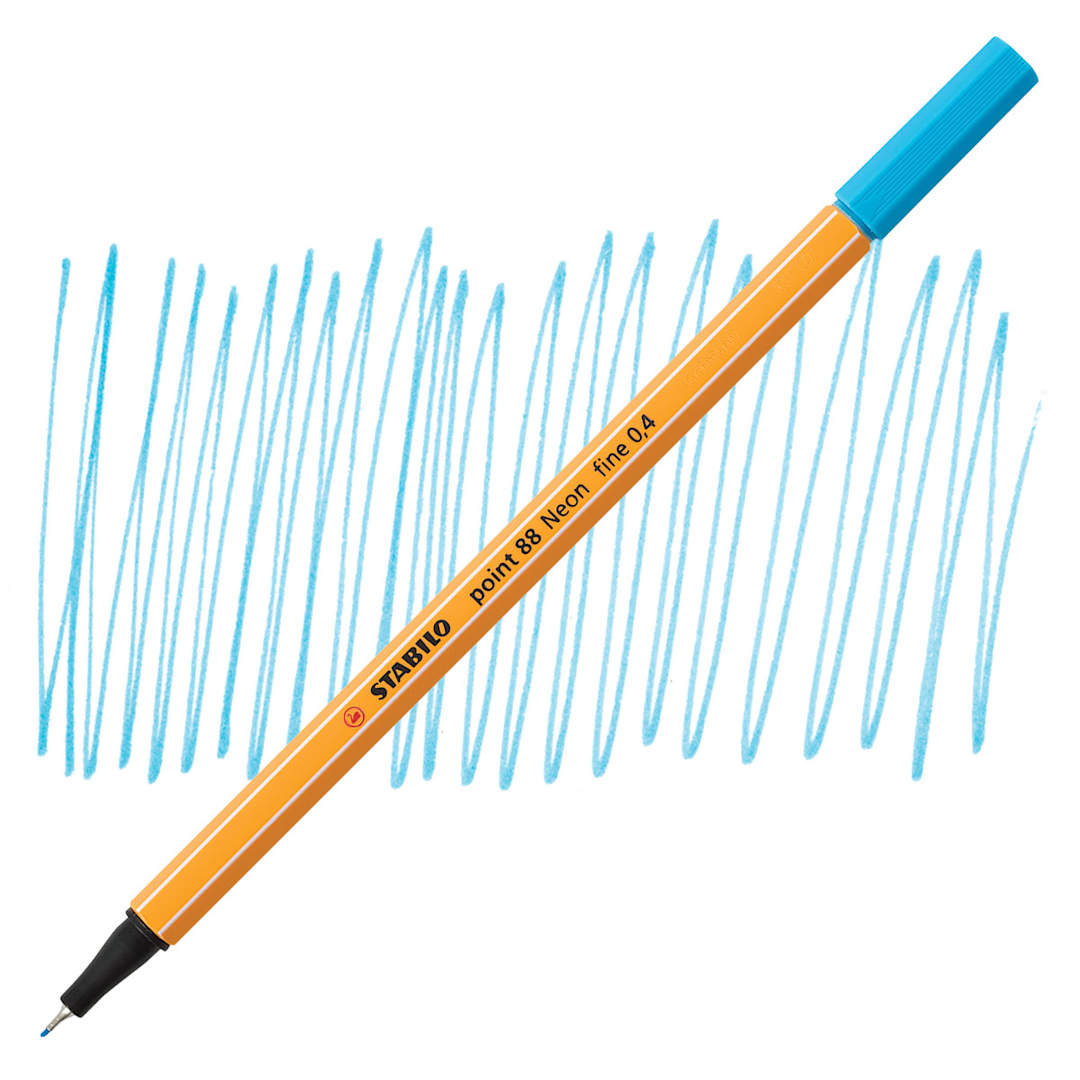 Open in modal - Stabilo Point 88 Fineliner Pen - Neon Blue pen and swatch