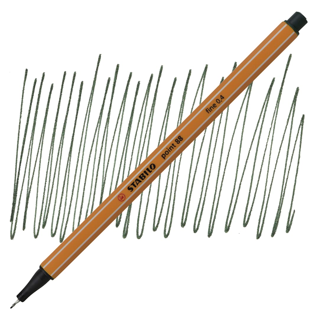 Open in modal - Stabilo Point 88 Fineliner Pen - Olive Green pen and swatch