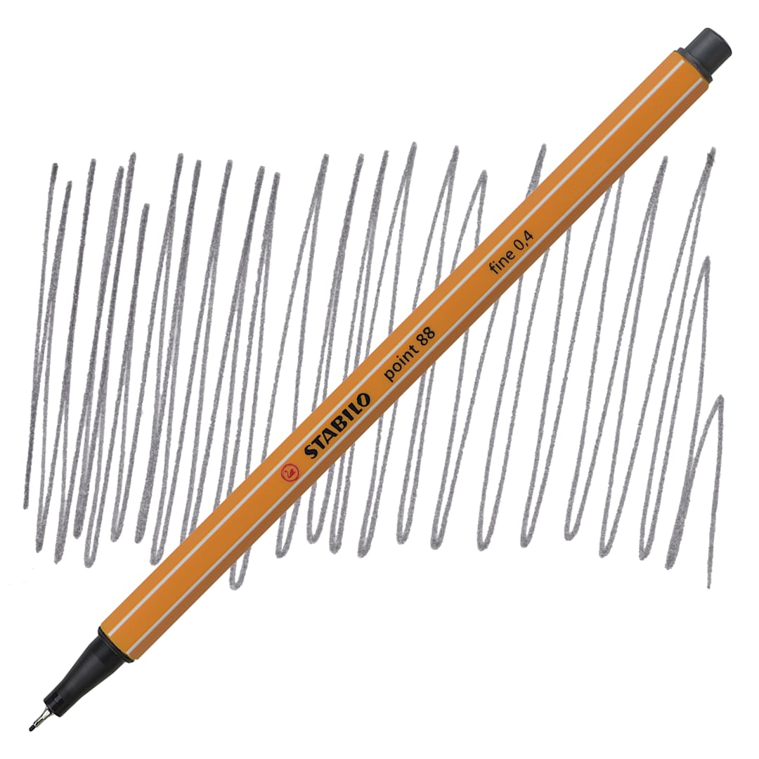 Open in modal - Stabilo Point 88 Fineliner Pen - Dark Gray pen and swatch