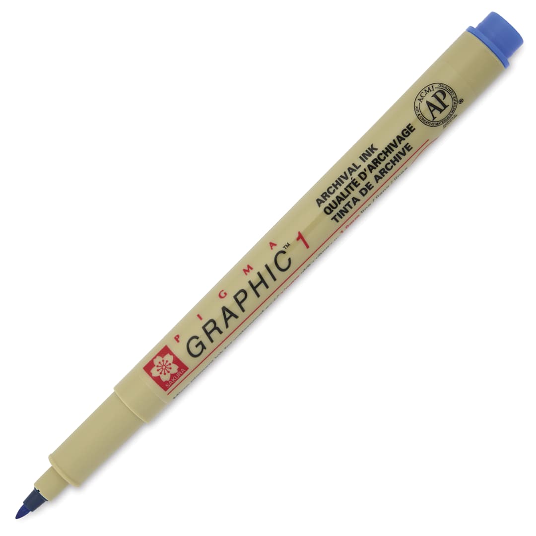 Open in modal - Sakura Pigma Graphic Pen - Blue, 1 mm - with cap removed