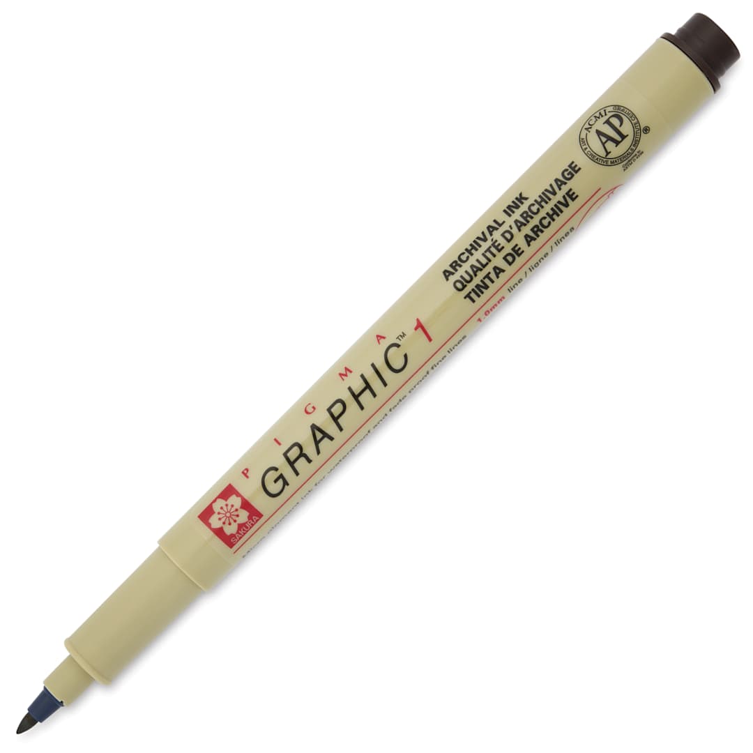 Open in modal - Sakura Pigma Graphic Pen - Sepia, 1 mm - with cap removed