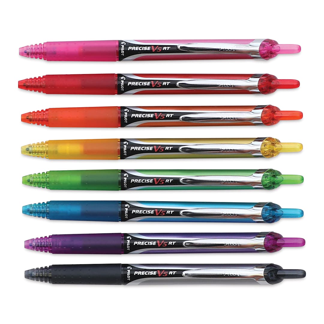 Open in modal - Pilot Precise V5 Retractable Pens - Assorted Colors, Extra Fine, Set of 8 (set contents)