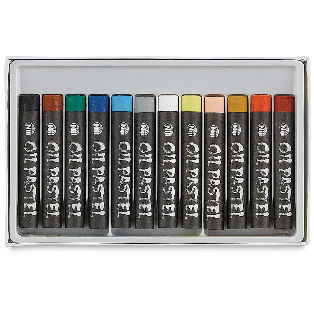 Open in modal - Niji Oil Pastel Sets -Top view of Set of 12 colors in tray