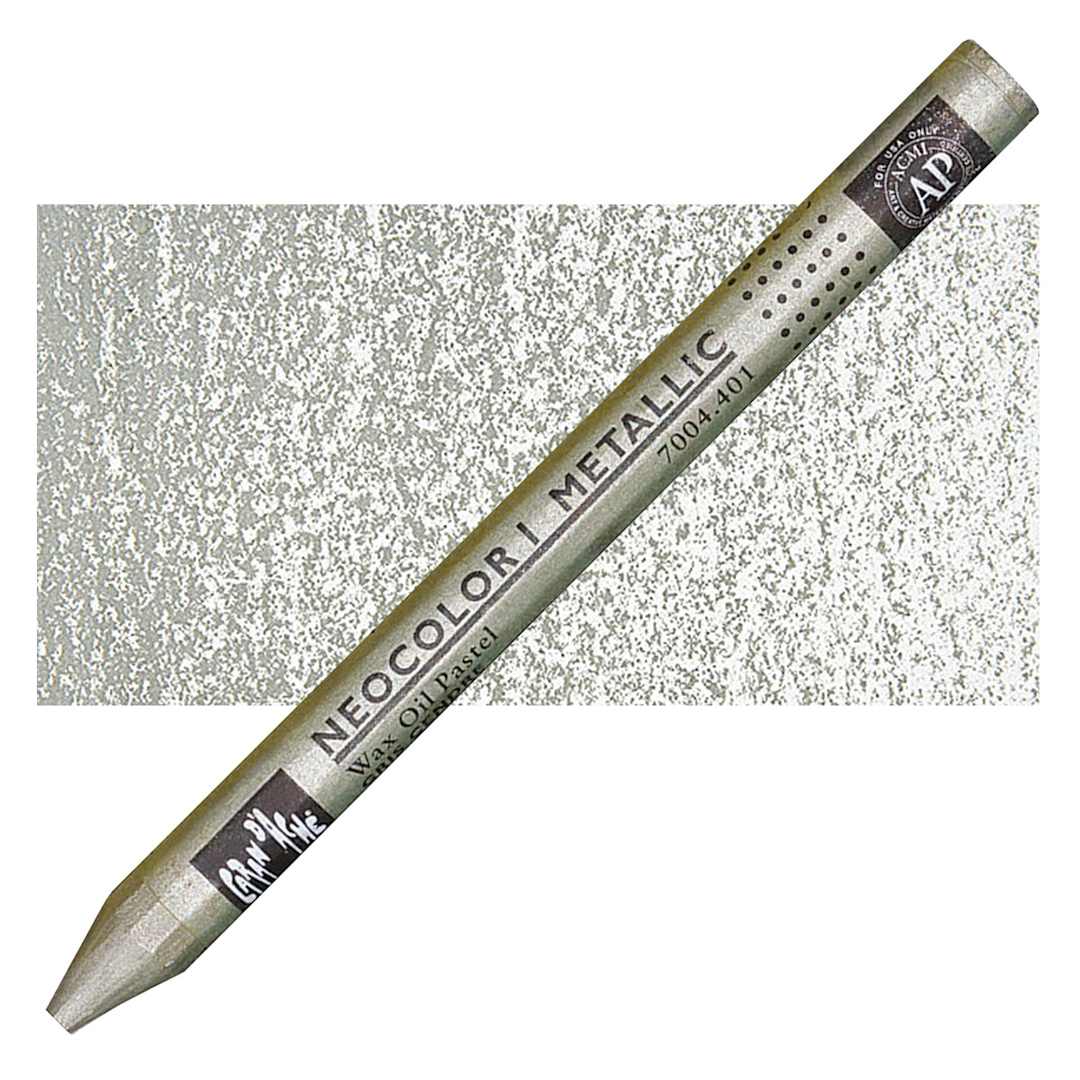 Open in modal - Caran d'Ache Neocolor I Wax Pastel - Ash Grey, Metallic pastel and swatch