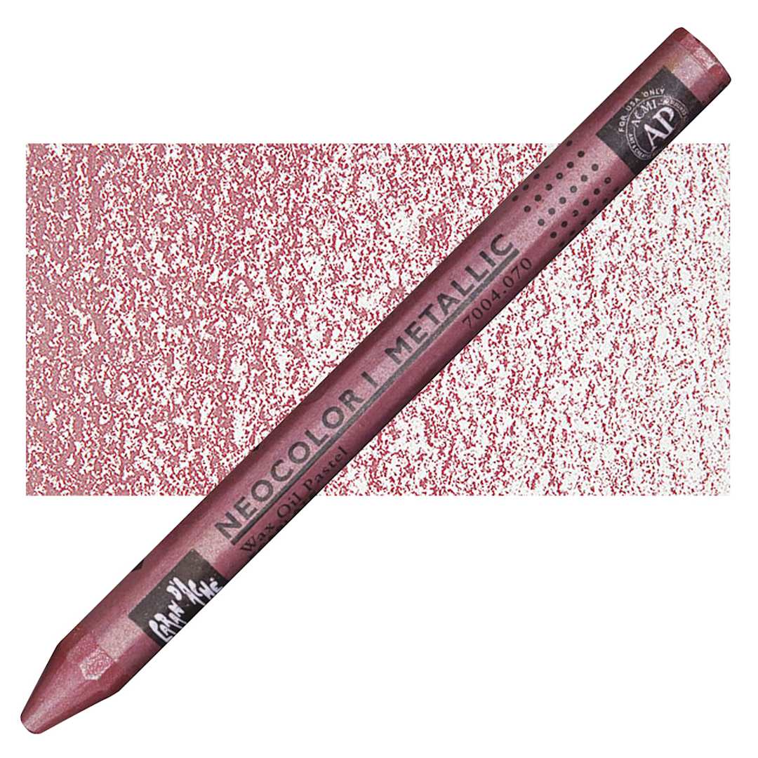 Open in modal - Caran d'Ache Neocolor I Wax Pastel - Scarlet, Metallic pastel and swatch