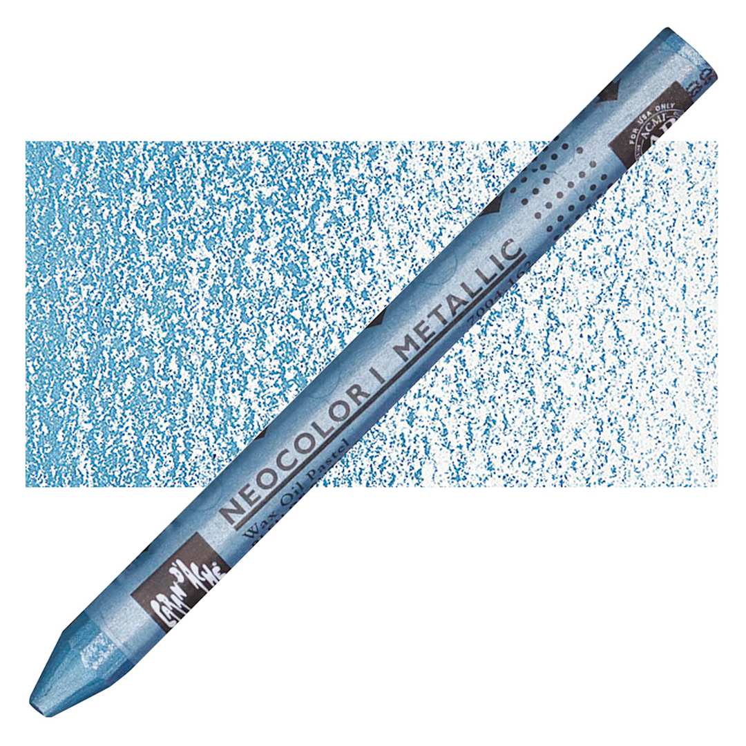 Open in modal - Caran d'Ache Neocolor I Wax Pastel - Phthalo Blue, Metallic pastel and swatch