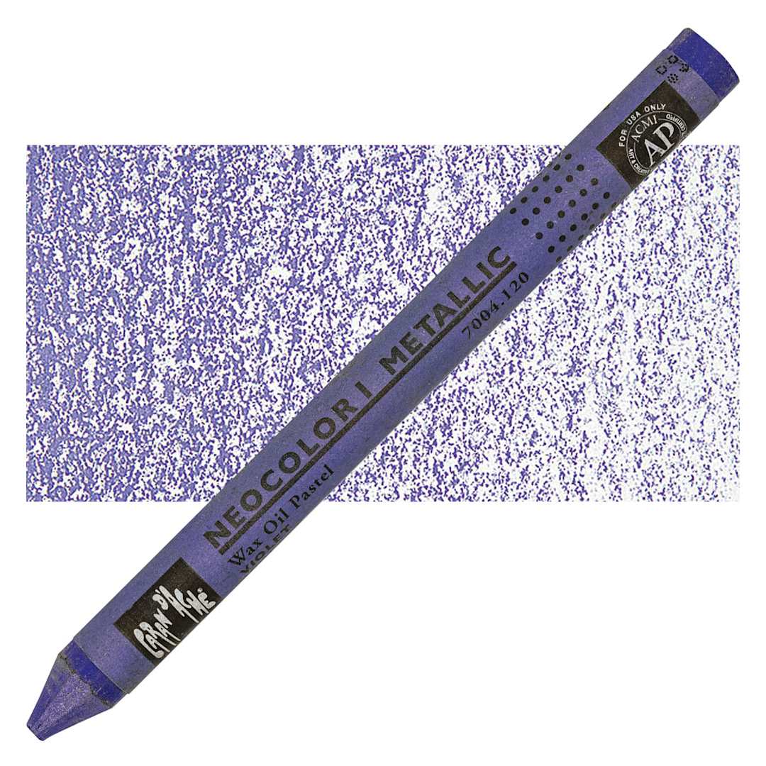 Open in modal - Caran d'Ache Neocolor I Wax Pastel - Violet, Metallic pastel and swatch