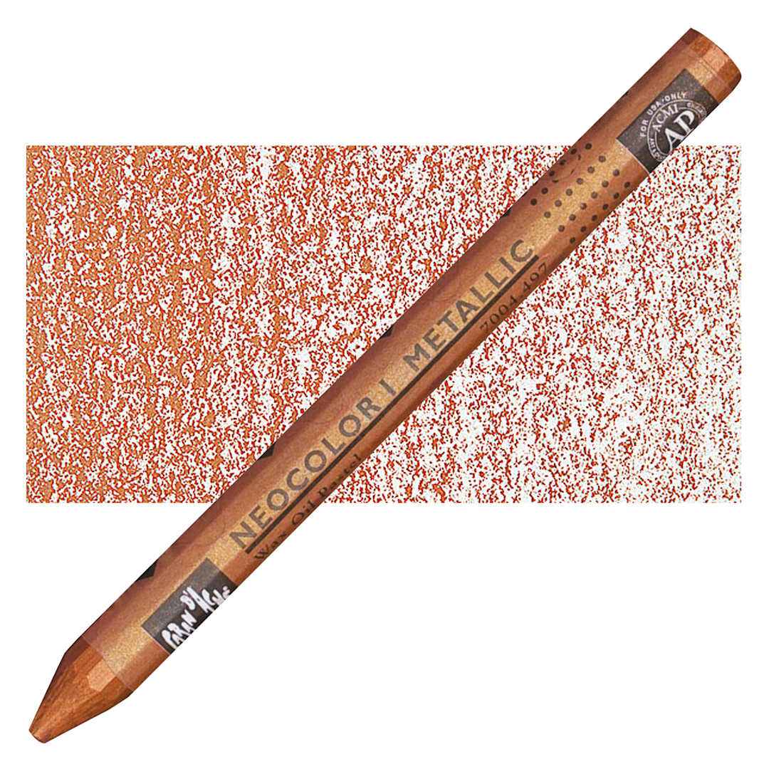 Open in modal - Caran d'Ache Neocolor I Wax Pastel - Bronze, Metallic pastel and swatch