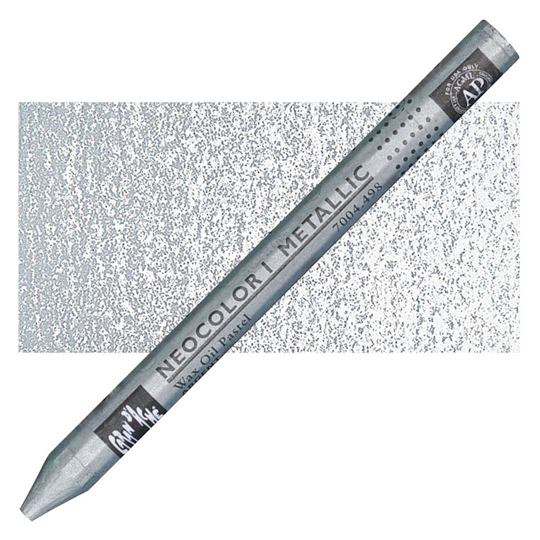 Open in modal - Caran d'Ache Neocolor I Wax Pastel - Silver, Metallic pastel and swatch