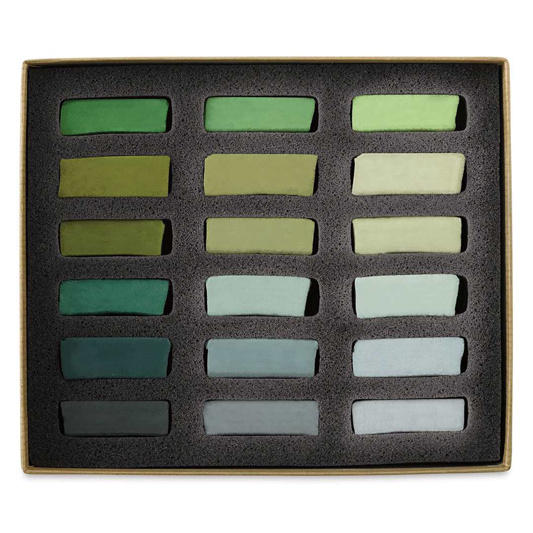 Open in modal - Great American Handmade Pastel Set - Half-Stick, Try Me! Green, Set of 18