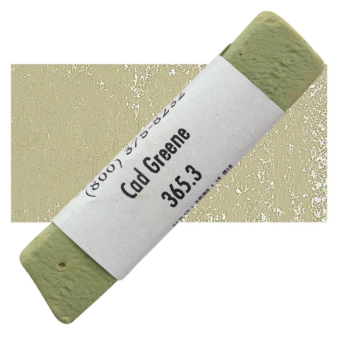 Open in modal - Great American Handmade Pastel - Cadmium Green 3, 365.3 pastel and swatch