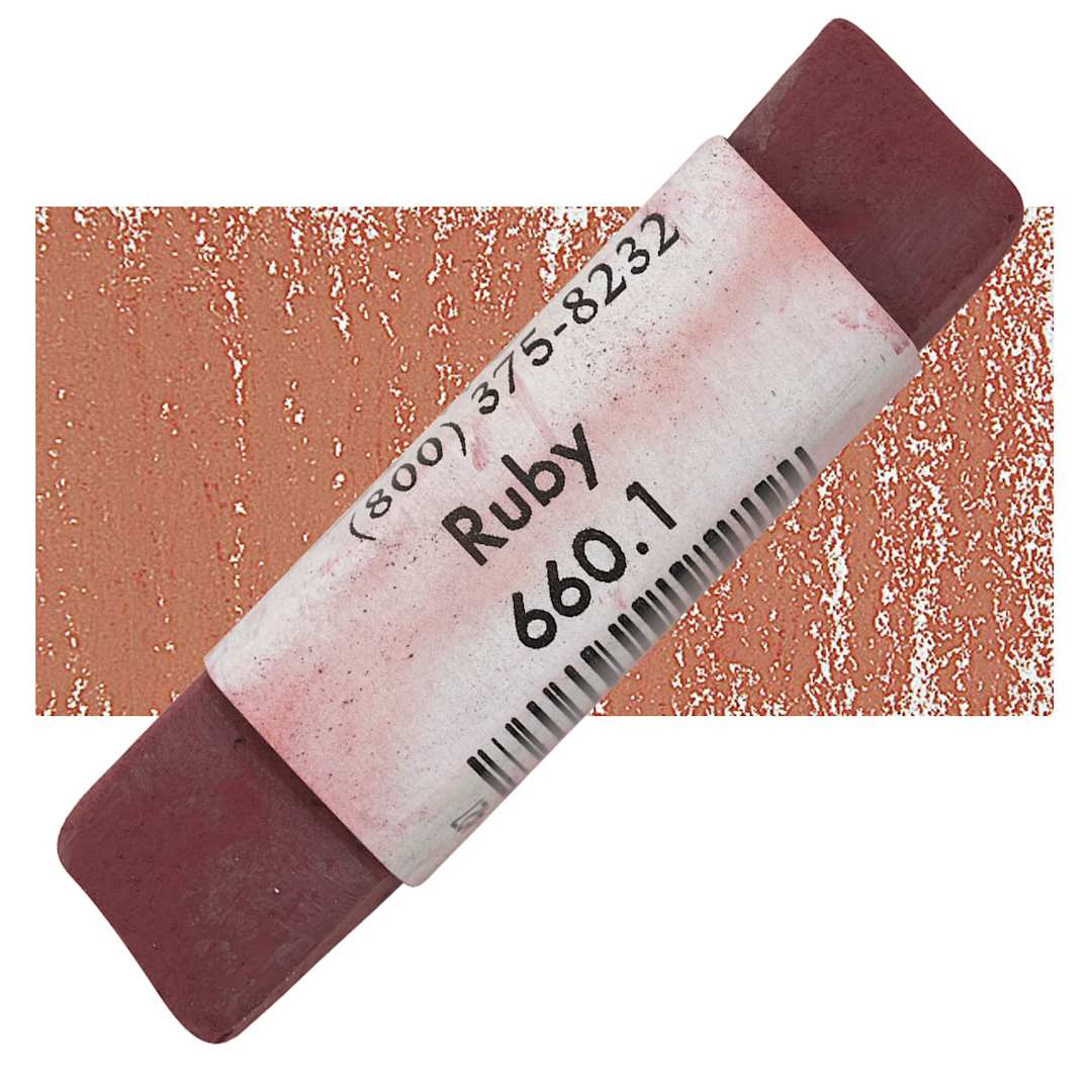 Open in modal - Great American Handmade Pastel - Ruby 1, 660.1 pastel and swatch